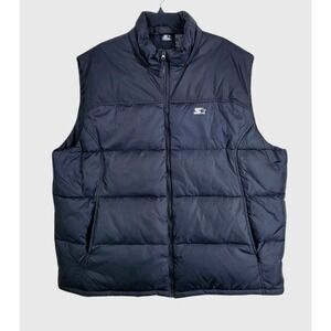 Starter Down Feather Puffer Vest Jacket Mens 2XL 50/52 Black Zip Up Winter
